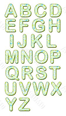 Teal and Lime Green Polka Dots Alphabet 3D