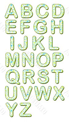 Teal and Lime Green Polka Dots Alphabet 3D Teal and Lime Green Polka Dots Alphabet 3D