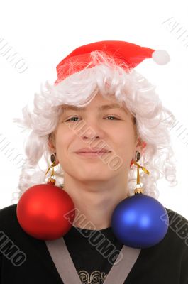 teenager with christmas decoration