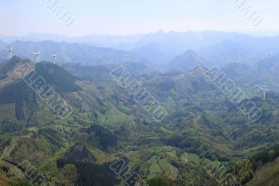 wind turbines in the mountains