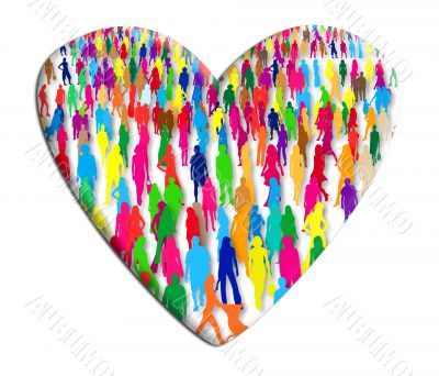 Group of people in a heart