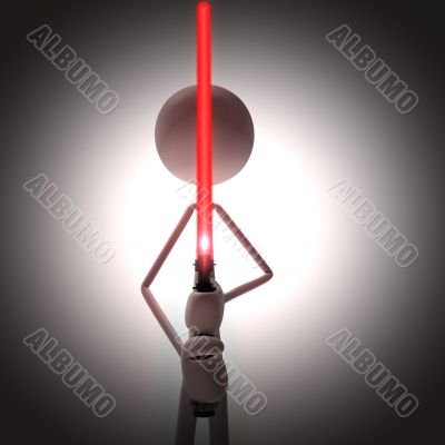 man with a red light sword