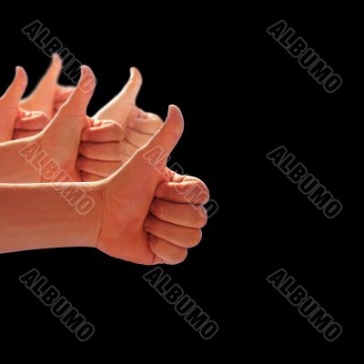 thumbs up on a black background