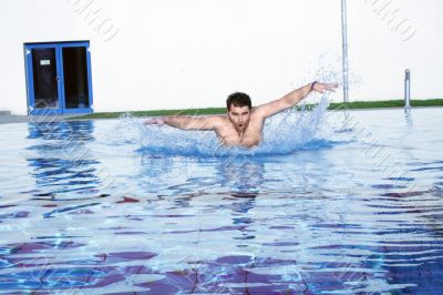 dynamic swimmer in pool