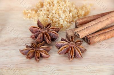 Anise, sugar and cinnamon