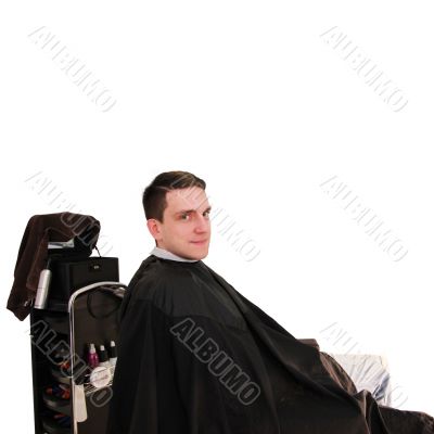 happier man in hairdressing salon