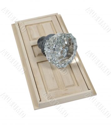 Clear Crystal Doorknob and Wooden Door