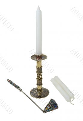 Candle Stick with Gemmed Snuffer