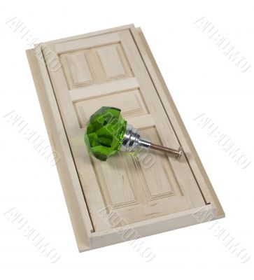 Wooden Door and Large Green Doorknob