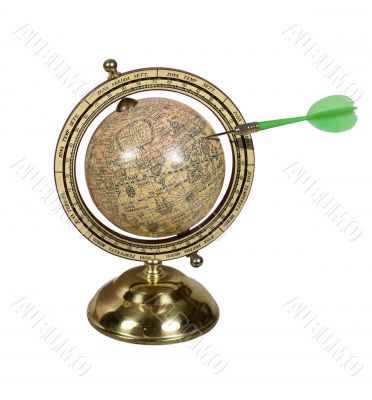Dart in an Old world globe