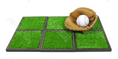 Baseball Glove and Ball on Artificial Grass