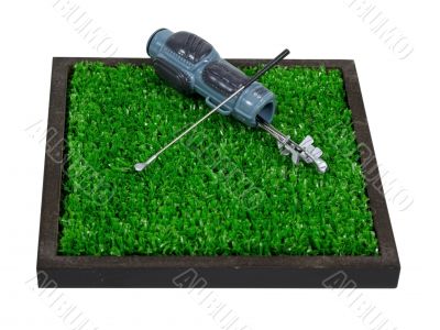 Golf Bag and Clubs on Grass