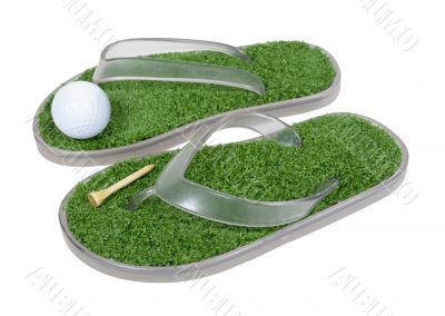 Golf Shoes with Grass
