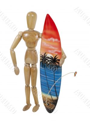 Holding Surfboard