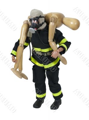 Fireman Carrying a Person to Safety