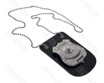 Police Badge on Leather Holder
