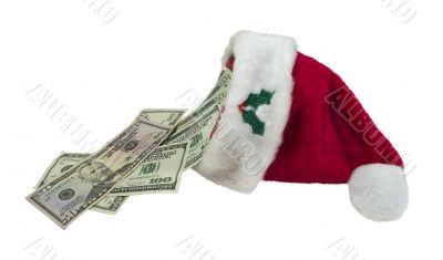 Money Pouring from Santa Hat