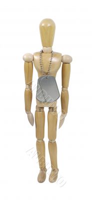 Model wearing Military Dog Tags