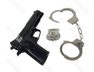 Police Badge Gun and Handcuffs