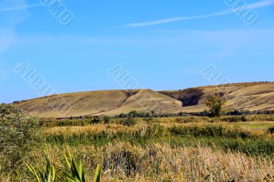 Summer landscape with mountains and ravine