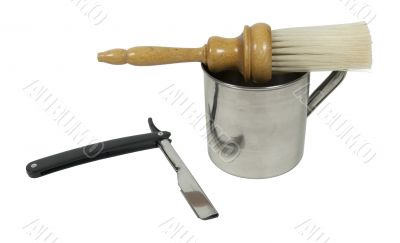 Straight Razor with Mug and Brush