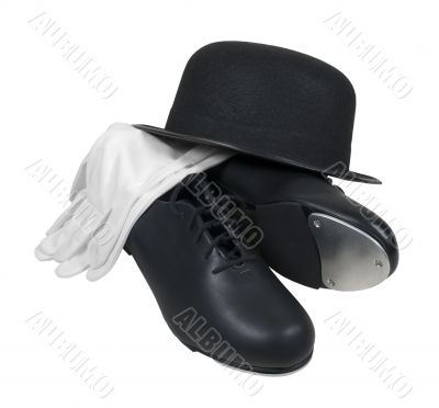 Bowler Hat with Tap Shoes and White Gloves