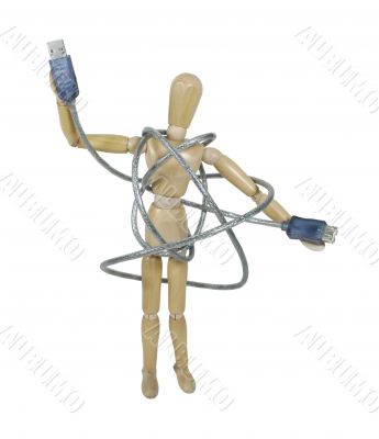 Model Tangled in a USB cable