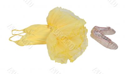 Yellow Ballet Tutu Pink Slippers