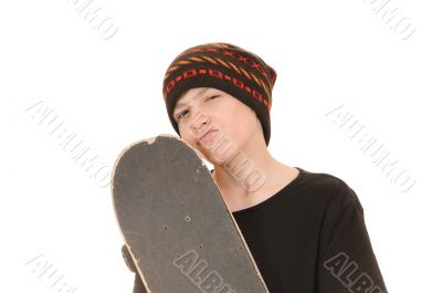The teenager with a skateboard 