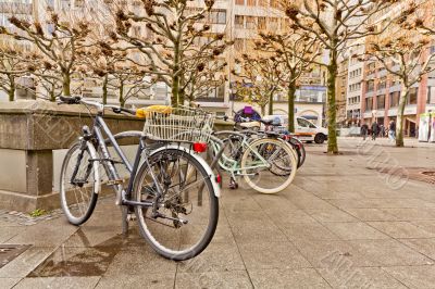 Bikes on a rack
