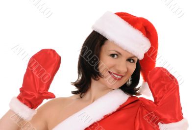 woman in hat santa