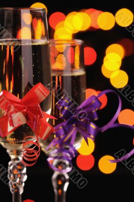 Wineglasses with a champagne