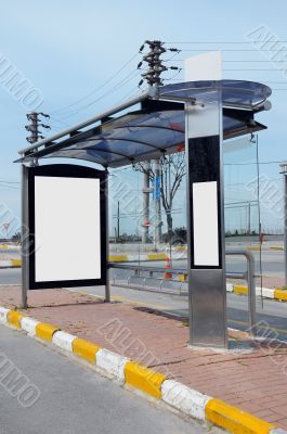 Blank bus stop billboard 