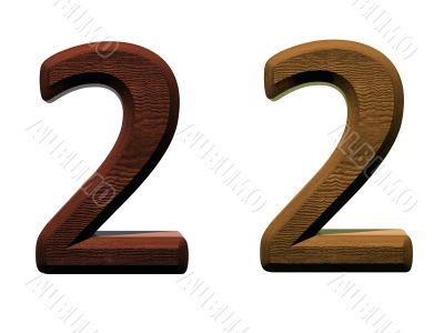 3d wooden numbers on white background.