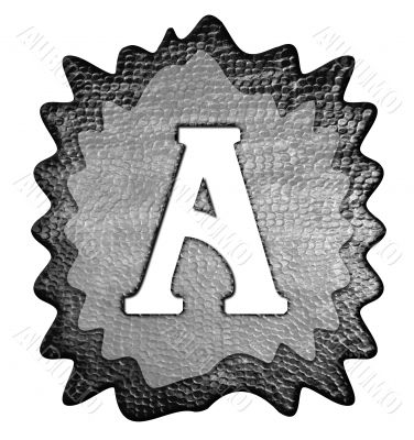 3d Letter a in metal, on a white isolated background. 