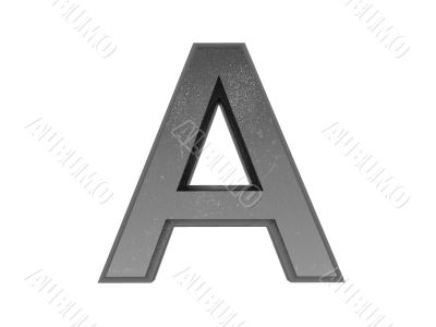 3d alphabet a in metal, on a white isolated background. 