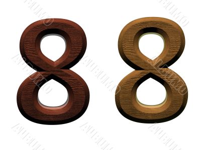3d wooden numbers on white background.