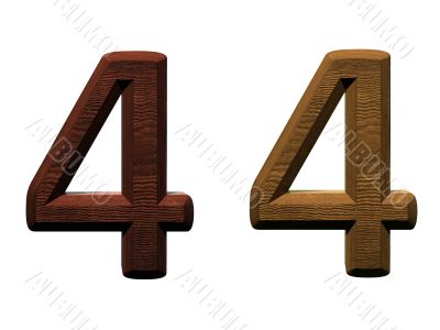 3d wooden numbers on white background.