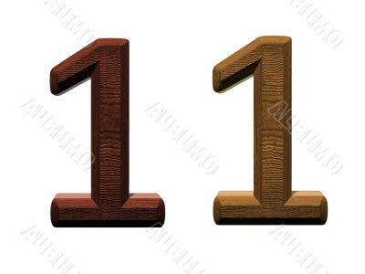 3d wooden numbers on white background.