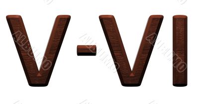 3d wooden roman numbers on white background.