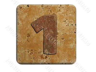 3d stone one number , on a white isolated background. 3d stone one number , on a white isolated background.