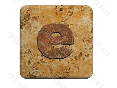 3d Letter a in stone, on a white isolated background. 