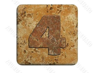 3d stone four number , on a white isolated background. 