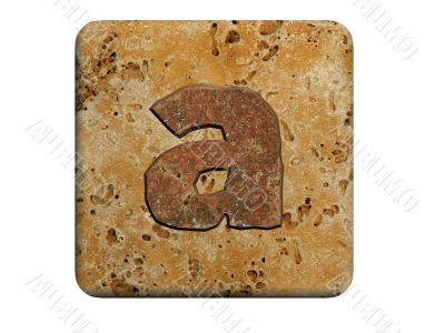 3d Letter a in stone, on a white isolated background. 