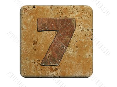 3d stone seven number , on a white isolated background. 