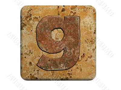 3d Letter a in stone, on a white isolated background. 