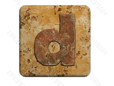 3d Letter a in stone, on a white isolated background. 