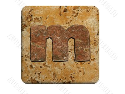3d Letter a in stone, on a white isolated background. 