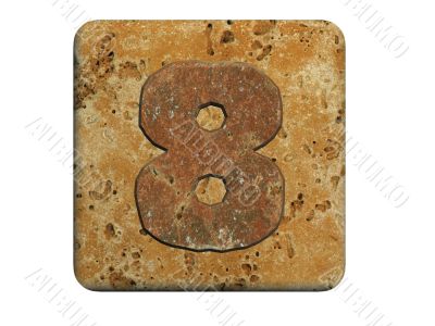 3d stone eight number , on a white isolated background. 