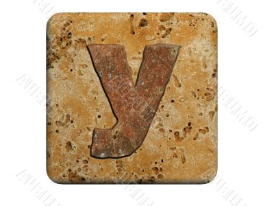 3d Letter a in stone, on a white isolated background. 